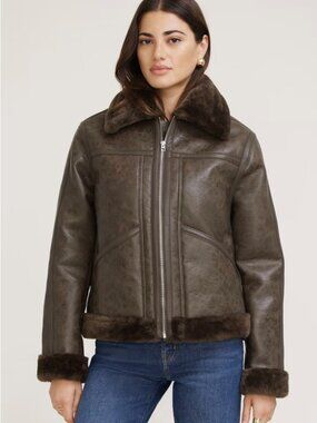 Dynamite Faux Shearling Aviator Jacket